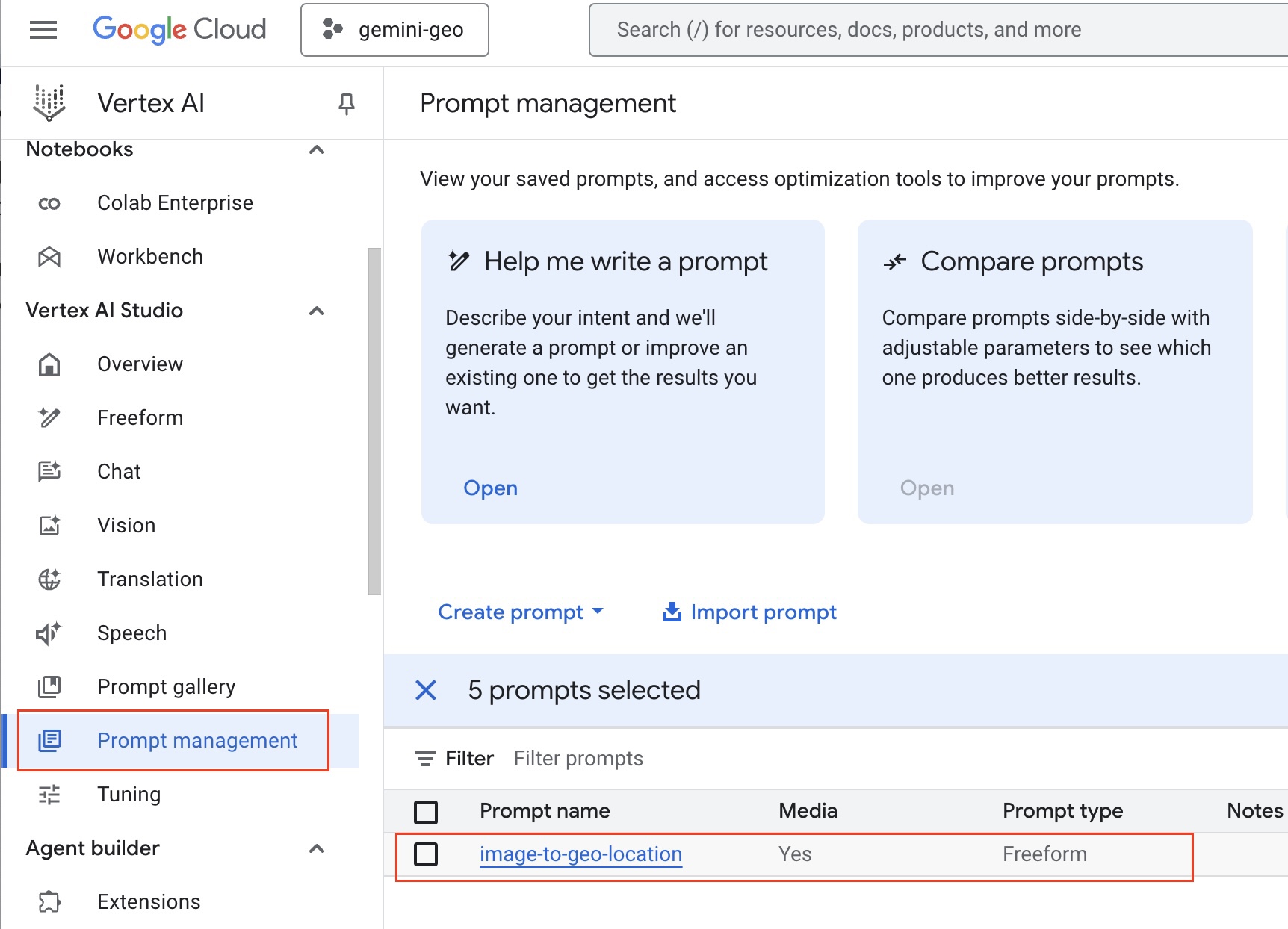 All your saved prompts are on the prompt management page