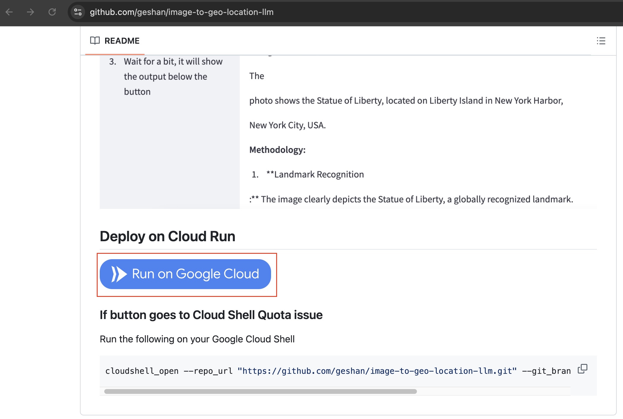 GitHub Repo with Run on Google Cloud Button