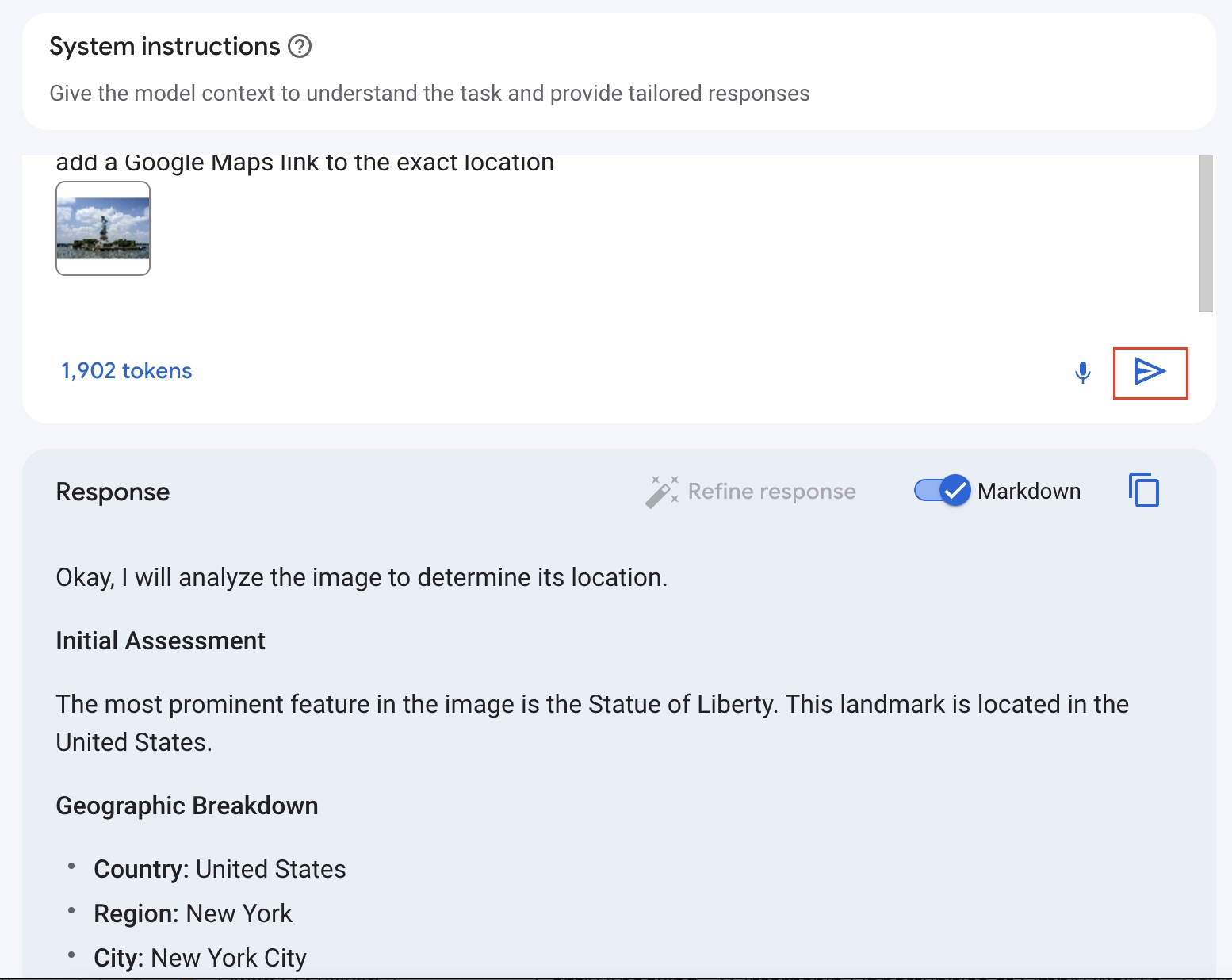 The response to the prompt with product description