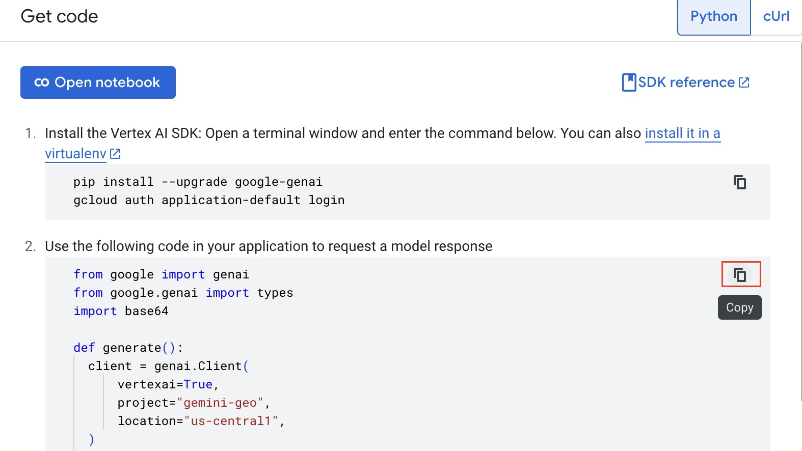 Copy generaetd code from the Get Code slider overlay